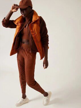 ATHLETA Altitude II Ancient Mahogany Brown Mid Rise Jogger Pants, Size 8